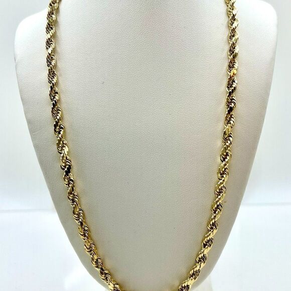 New 14k gold semi solid 18 inch rope chain - Picture 8 of 11